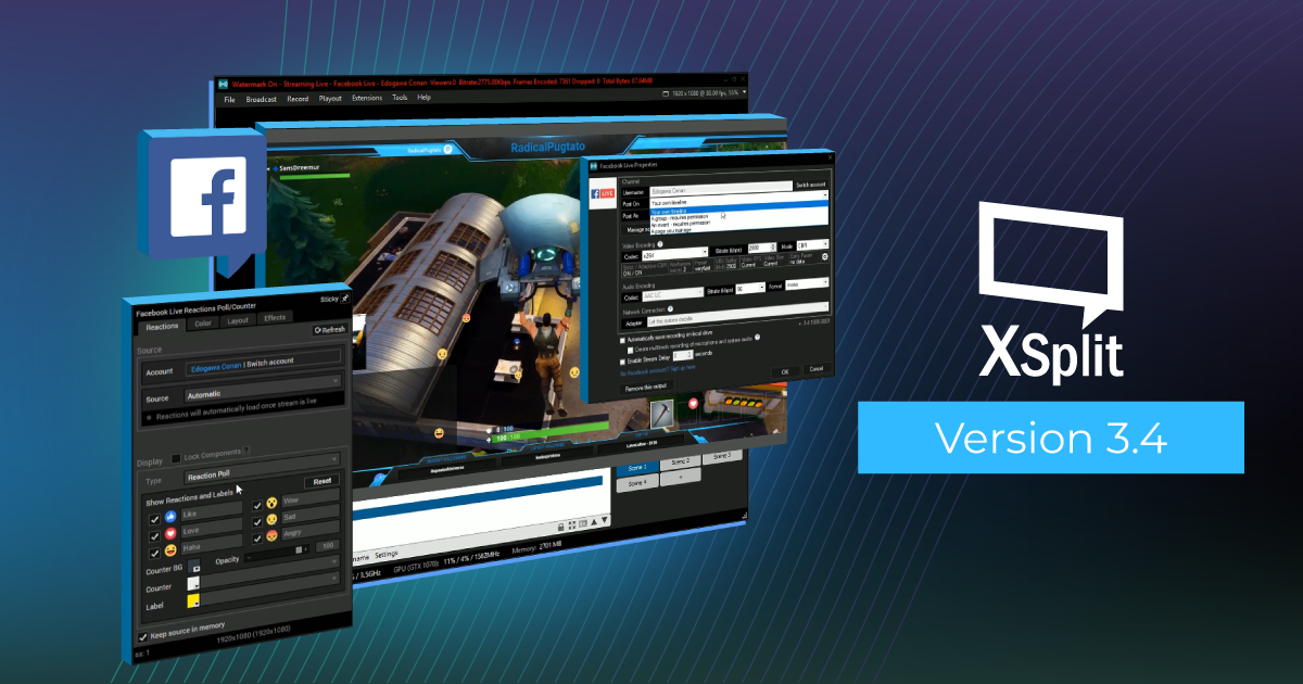 XSplit 3.4 UI Improvements and Facebook Support